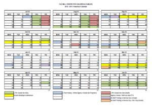 Old Mill Center Preschool calendar 2018-2019