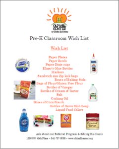 Preschool Classroom Wish List