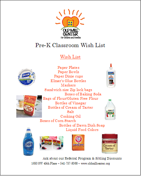 Preschool Classroom Wish List Ideas